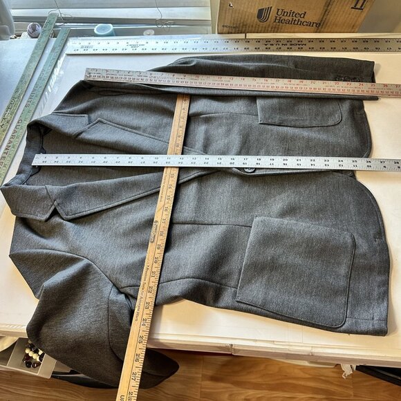 Mercer + Mettle Womens Slate Grey Blazer 2X Career Wear One Button Retro Style - Picture 3 of 8